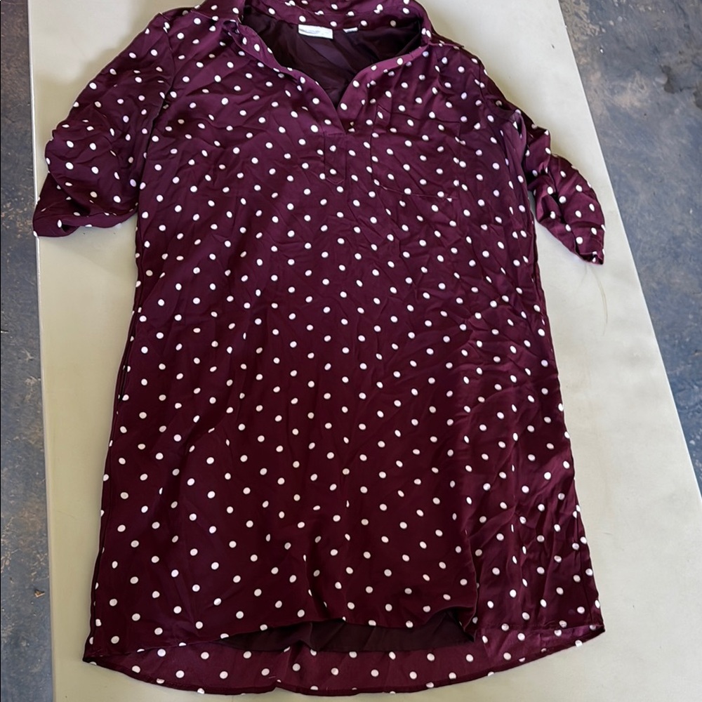 Ny & co Polka Dot dress in Burgundy and White
